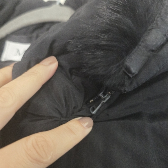 Max Mara Black Puffer Long Hooded Coat Faux fur hood winter Neutral - Picture 10 of 14